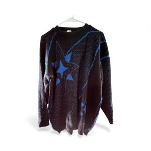 Vintage 80’s/90’s Black & Blue Star Knit Sweater EST Large